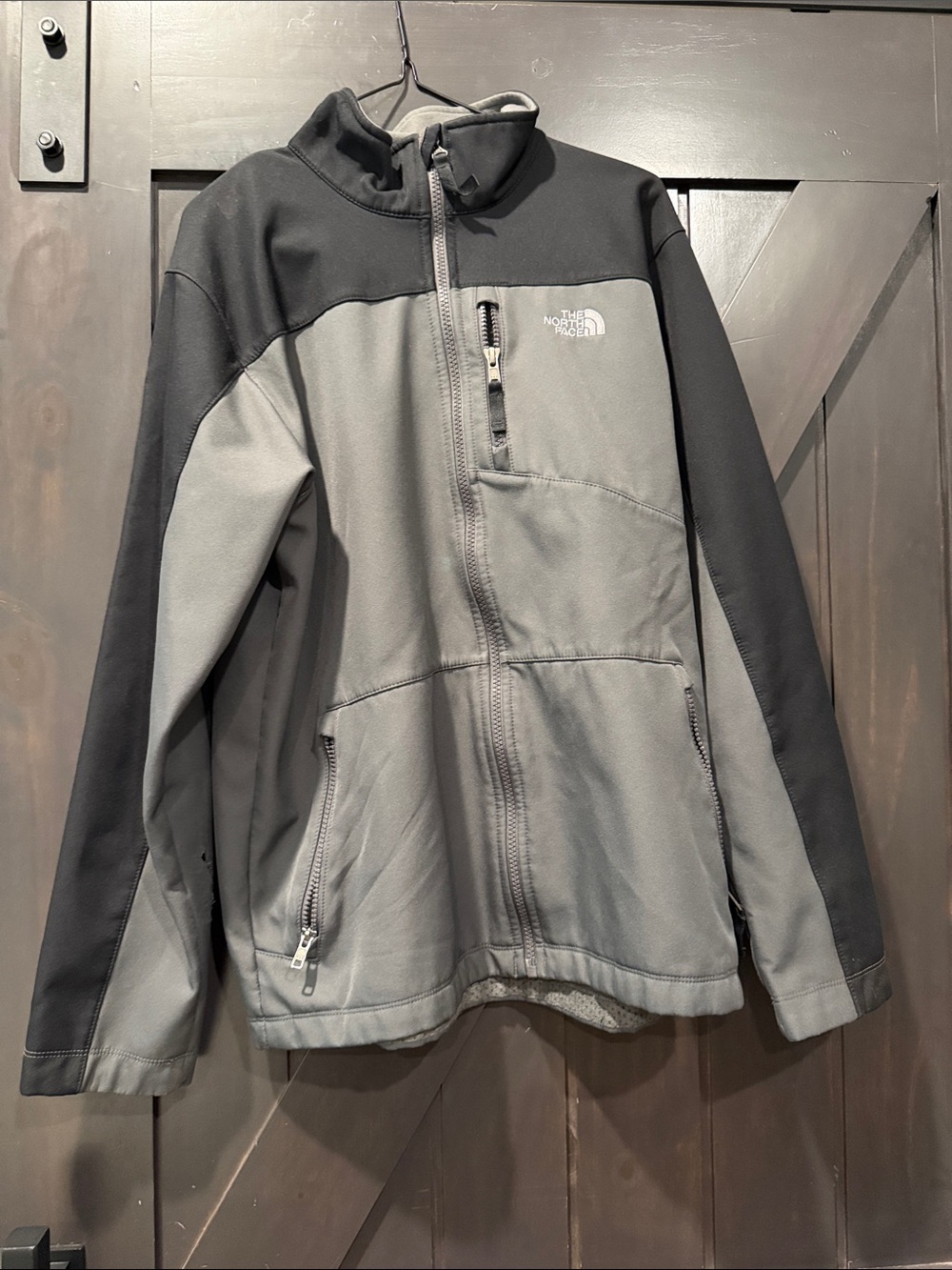 The NorthFace Gray and Black Fleece ZipUp Jacket